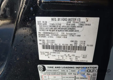 2008 Ford Taurus X Sel z USA, uszkodzony, nr VIN 1FMDK02WX8GA45152